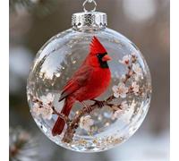 Ensemble d'ornements en Cristal Nature's Birds, Ornements de Noël en Verre en Forme d'oiseaux, Boules de Noël en Plastique Transparent, Ornements de Noël pour la Famille (A#)