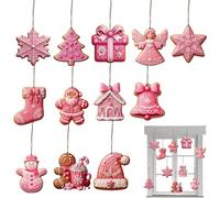 Ensemble d'ornements rustiques à suspendre pour sapin de Noël - Décoration plate festive pour les fêtes, la maison, l'intérieur et l'extérieur