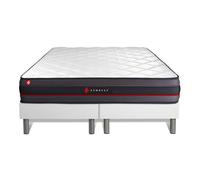 Ensemble double sommier + matelas REGEN à mémoire de forme 160x200 160 x 200 cm Blanc