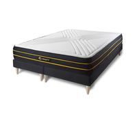 Ensemble double sommier + matelas ULTRA micro ressorts ensachés et mémoire de forme 160x200 160 x 200 cm Noir