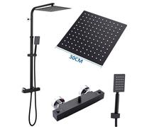 ENSEMBLE DOUCHE THERMOSTATIQUE ROBINET EN ACIER DOUCHE PLUIE 30X30CM NOIR