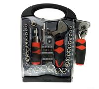 Ensemble d'outils à main avec cliquet à double entraînement à 72 dents, construction en alliage d'acier, tournevis à prise en main confortable et clé réglable pour une maison polyvalente et (45 pièces