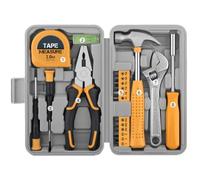 Ensemble d'outils à main multifonction pour usage domestique : pince en acier au carbone, clé, marteau, tournevis magnétique, mètre ruban de 2 m, crayon de test et de niveau - Étui de rangement