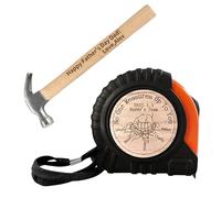 Ensemble d'outils à mesurer et marteau personnalisés pour papa, ruban à mesurer gravé avec poignée en bois, cadeau de Saint-Valentin, fête des pères, d'anniversaire pour papa, mari, grand-père (style