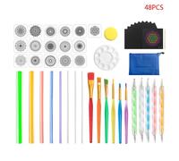 Ensemble D'Outils À Points Mandala Pour Peindre Les Pierres De Roche, Pochoir, Stylo À Dessin, Kit De Plateaux De Peinture, 48 Pièces