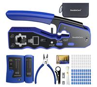 Ensemble d'outils à sertir RJ45, 11 en 1 RJ45 avec 50 connecteurs CAT6, 50 housses de protection RJ45 Cat6, outil de sertissage RJ45 (Con Pelacables, Comprobador)