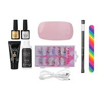 Ensemble d'outils d'art à ongles - Kit d'extension de l'ongle professionnel avec colle, constructeur et lampe pour les débutants et les artistes (Coffee)