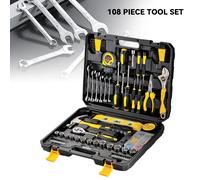 Ensemble d'outils de 108 pièces, Kit d'outils manuels généraux pour la maison avec boîte à outils en plastique, mallette de rangement utilisée pour la réparation automobile et la réparation de la 108p