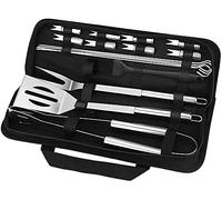 Ensemble d'Outils De Barbecue, 16PCS Barbecue Ustensiles en Acier Inoxydable pour Grillade avec Boîte de Rangement/Spatule/Fourchette/Pince/Brochettes et Pinceau pour Extérieur/Camping/Jardin