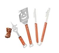Ensemble d'outils de barbecue - 3 pièces Spatule Pince Fourchette Multifonction Compact Accessoires de Grill Résistants Cadeau pour Homme