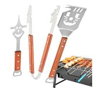Ensemble D'outils De Barbecue - Acier Inoxydable Compact Spatule Pince et Fourchette,Accessoires de Grill Robustes,pour Hommes de la Famille