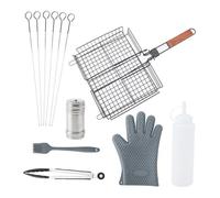 Ensemble d'outils de barbecue en acier inoxydable - Accessoires de barbecue en plein air, comprend pince, brosse, fourchette et spatule, parfait pour griller, barbecue et cuisines