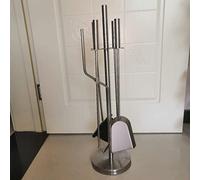 Ensemble d'outils de cheminée 5 pièces Outil de cheminée Porte-bûches d'intérieur en Fonte Pince à feu d'intérieur extérieure Bêche Balai Tisonnier Bois Accessoires de Foyer en Bois Porte-ti