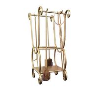 Ensemble d'outils de cheminée doré et étagères à bois de chauffage, ensemble de cheminée robuste de 5 pièces en métal massif avec pinces, pelle, brosse antique et tisonnier (taille : 40 × 30 × 70 cm)