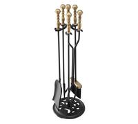 Ensemble d'outils de cheminée - VEVOR - T51030AK - 5 pièces - Fer forgé - Noir et laiton