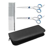 Ensemble D'Outils De Coupe Pour Animaux De Compagnie De 4 Pièces, Ciseaux Incurvés + Ciseaux Amincissants + Combinaison De Peigne En Acier, Adaptés Aux Soins Quotidiens Des Chats Et Des Chiens.