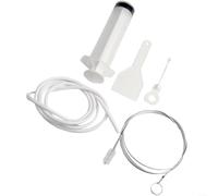 Ensemble d'outils de débouchage de trou de vidange de réfrigérateur avec tuyaux flexibles en PVC tige en acier inoxydable injecteur d'eau et pelle à glace pour nettoyage et entretien des canalisations