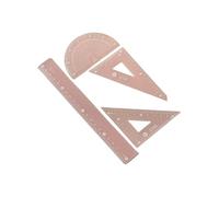 Ensemble d'outils de géométrie scolaire avec règle droite, équerre, rapporteur mathématique, règles de rédaction, règles de rédaction, outils d'éducation
