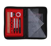 Ensemble d'outils de géométrie scolaire comprenant un séparateur d'outils de géométrie en métal, un ensemble de crayons carrés, une gomme, un taille-crayon, un sac de rangement pour le dessin