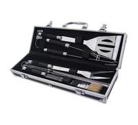 Ensemble d'outils de gril en acier dans un coffret de 9 pièces.