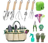 Ensemble d'outils de jardin, 12 pièces, kit cadeau d'outils de jardinage en acier inoxydable robuste avec sac de rangement pour homme et femme pour Noël, anniversaires, vacances