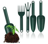 Ensemble d'outils de Jardin 4 pièces en Plastique Robuste - truelle Large,truelle étroite,râteau à Main et cultivateur pour Plantes et Jardinage (Ensemble 1-4 pièces)