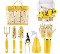 Ensemble d'outils de jardin - Ciseaux d'élagage résistants en forme de tournesol, ensemble d'outils de jardinage avec organiseur - pour maman, grand-mère et personnes âgées, patio jardin