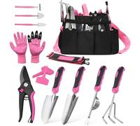 Ensemble d'outils de jardin, kit cadeau d'outils à main en acier inoxydable pour homme et femme avec sac à outils robuste pour un rangement facile