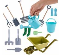 Ensemble d'outils de jardin miniature à l'échelle 1:12, mini kit de jardinage en plastique avec pelle, râteau, binette et arrosoir pour jardin féérique, micro paysage et décoration artisanale