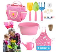 Ensemble d'outils de Jardin pour | Pot Râteau Pelle Tablier Gants | Gants Pelle Râteau Kit Jeu Jardinage - pour Jardin Pelouse Plage Et Activités De Plein Air Excavation Plantation