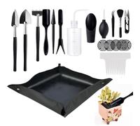 Ensemble d'Outils de Jardinage 28 Pièces - Kit d'Outils à Main pour Transplantation | Outils Boñsaï avec Tapis de Rempotage | Pour Plants d'Intérieur et d'Extérieur, Succulentes et Micrō-Jardinage