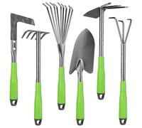 Ensemble d'Outils de Jardinage,6 Pièces en d'Aluminium Portable et Multifonction | Râteaux, Outils de Jardinage et Transplantation - pour l'Entretien des Plates-Bandes、des Jardinières et Le