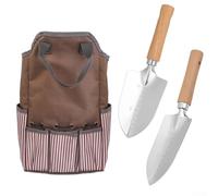 Ensemble d'outils de jardinage avec sac de rangement, kit d'outils à main en acier inoxydable, poignées ergonomiques, organisateur multi-poches pour l'entretien des plantes en plein air (pelle + sac