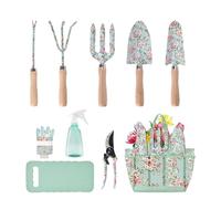 Ensemble d'outils de jardinage, motif floral avec sac de rangement, râteau, antirouille, outil de jardin polyvalent, parfait pour le jardinier, la cour, les parterres de fleurs en plein air, la maison