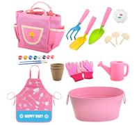 Ensemble d'outils de Jardinage pour - Jouets éducatifs Stem, kit de Jardinage avec Tablier et Gants, pour en extérieur, Patio, pelouse, Plage, Voyage, Jeu, Anniversaire et