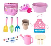 Ensemble d'outils de jardinage pour - Kit de jardinage pour | Comprend une pelle à pointe, une fourchette à trois doigts, un râteau, un arrosoir, un tablier, des gants, un sac de