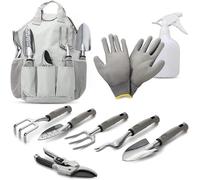 Ensemble d'outils de jardinage robustes de 9 pièces - Outils essentiels pour la plantation, le désherbage et la taille avec sac fourre-tout durable