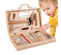 Ensemble d'outils de jeu en bois - Collection de jouets éducatifs avec matériel en bois durable, outils de jeu légers, clé à molette et pinces, composants d'assemblage créatif avec f