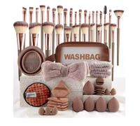 Ensemble d'outils de maquillage 20/24 pièces, pinceaux avec bandeau, bracelets, œufs de maquillage et houppette à poudre (marron 2)