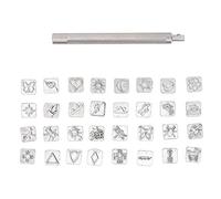 Ensemble d'Outils de Maroquinerie, 32 Pièces Timbres en Métal en Acier Allié pour Artisanat du Cuir, Marquage sur Ceinture, Sac, Chapeau et Chaussures