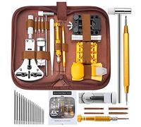 Ensemble d'outils de montre - 149pcs Kit de réparation de montre Montres professionnelles Remplacement de la batterie Sac à outils d'horloger de réparation de montre avec sac en cuir marron