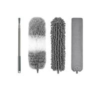 Ensemble d'outils de nettoyage en plumes extensible avec tête en microfibre, suceur plat pliable et brosse en toile d'araignée lavable, plafond haut (4 pièces)