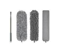 Ensemble d'outils de nettoyage en plumes extensible avec tête en microfibre, suceur plat pliable et brosse en toile d'araignée lavable, plafond haut (4 kit-A)
