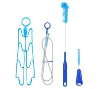 Ensemble d'outils de nettoyage style sac d'hydratation avec brosse extensible et support de séchage à l'air libre - Kit de nettoyage en profondeur pour réservoirs, tuyaux, vannes, bleu ABS, métal