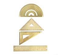 Ensemble d'outils de papeterie en laiton avec rapporteur, isosceles, et triangle à angle droit pour une mesure et un dessin précis