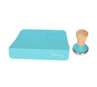 Ensemble d'outils de presse à café en poudre, manche en bois, marteau à Base plate, tapis de sécurité en Silicone antidérapant avec fente pour usage au bureau et à domicile (Bleu)