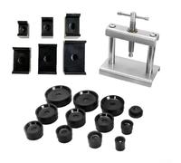 Ensemble d'outils de presse de montre avec 18 matrices pour boîtier de montre rond et carré de remplacement de batterie en métal et fermeture de boîtier pour réparation de montre