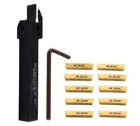 Ensemble d'outils de rainurage comprenant un support MGEHR1212-2, 10 inserts MGMN200 et une clé en L pour les environnements de tour de production