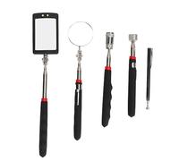 Ensemble d'outils de ramassage magnétique 5 pièces, aimant en acier inoxydable, force de 10 lb, 8 lb, 1,5 lb, tige télescopique avec miroir rond carré LED 3 aimants pour