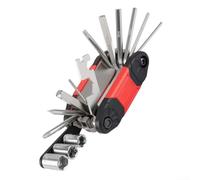 Ensemble d'outils de réparation de vélo de route et VTT en acier au carbone galvanisé - Kit d'entretien portable avec clé hexagonale et outils de réparation de pneus (rouge)